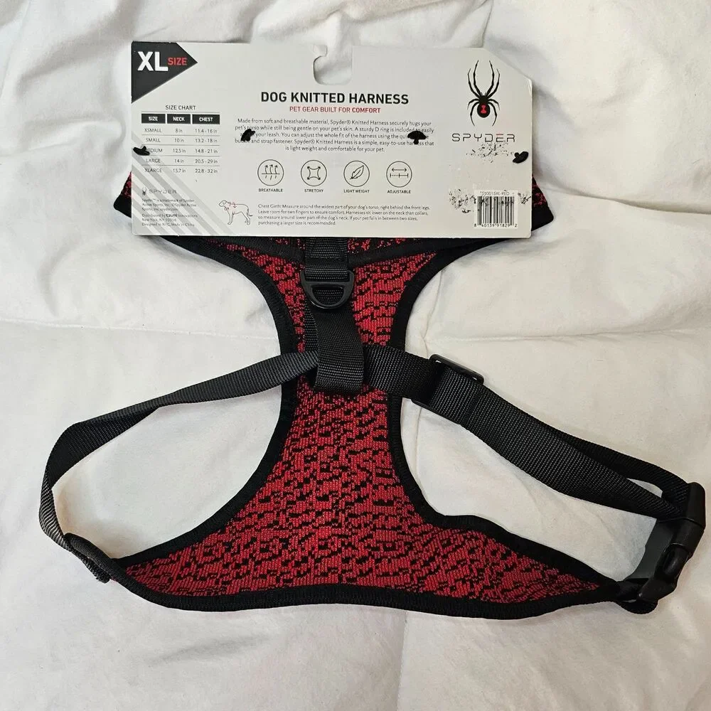 NWT Spyder Dog Harness XL Red Black No-Pull Knitted Mesh Comfort Pet Vest